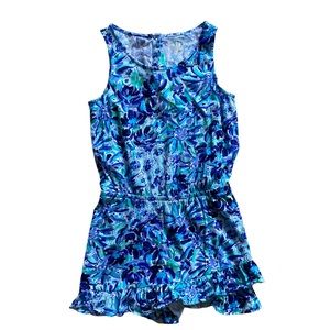 Lilly Pulitzer Girls Venecia Romper in Iris Blue - 8/10